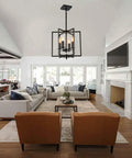 Industrial Farmhouse Pendant Light Fixture Four Lights Flush Mount Metal Ceiling Light With Adjustable Height in living room