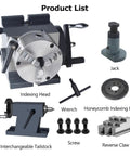 Universal Milling Machine Indexing Head With Tailstock And Indexing Plate For Cnc Routers Vertical Horizontal Dual Setup configuration display.