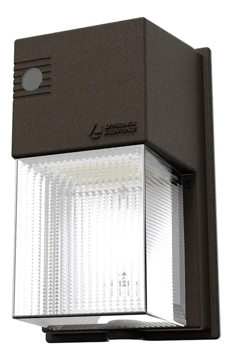 7 Inch Mini LED Wall Pack Outdoor Light Fixture With 3 Way Selectable CCT 3000K 4000K 5000K Adjustable Lumens Dusk To Dawn Photocell MVOLT Bronze Finish