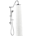 Rain Shower System With Eight Inch Rain Head And Handheld, Pro Grade Five Function Shower Spray, Adjustable Slide Bar