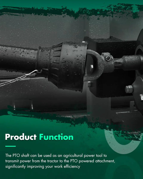 Close-up of Tough As Nails Adjustable PTO Shaft With 48 To 80.5 Inch Telescopic Design and One Inch Three Eighths Spline for tractors.