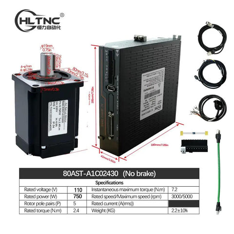 110V Servo Motor Kit With 17 Bit Absolute Encoder And T3DL V30A Driver For High Torque Plug And Play Industrial Automation Solutions Includes RS485 Cable For CNC And Robotics 750W