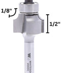 Carbide Tipped Roundover Router Bit With One Eighth Inch Radius, Three Quarter Inch Diameter, One Quarter Inch Shank, One Half Inch Cutting Length