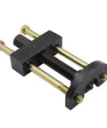 Harley Big Twin transmission inner bearing race installer puller; black body, gold bolts, threaded center rod