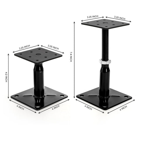 Built Tight Adjustable Support Jacks For Floors And Decks Featuring Rock Solid Screw Jack Posts For House Joist Stabilizing, 4-inch base.