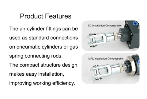 M6x1 Female Thread Air Cylinder Rod Clevis End Y Connector For Pneumatic Cylinders 32.5mm Length Piston Rod Clevis With Foot Mount Compatibility Durable Alloy Construction Built Tough 5 Pack installed on pneumatic cylinder