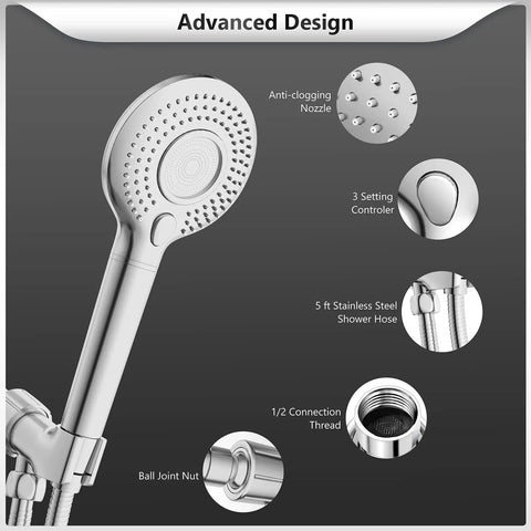 Filtered Shower Head With Handheld For High Pressure Cleansing, 3 Spray Modes, 60 Inch Hose, 15 Stage Water Softener Filters