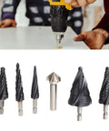Omquot Premium Step Drill Set With High Hardness M35 Cobalt 4 Flute Pagoda Bits For Cutting Stainless Steel And Hard Metal Perfect For Electric Drill Pros Who Need Fast Smooth Chips And Tough Grip! step drill bits set, 4 flute, 1/4 to 1-3/8 inch