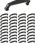 Park Avenue Oil Rubbed Bronze Cabinet And Drawer Pulls Set, 96mm Center To Center, 40 Pack With Mounting Hardware, lined up on display