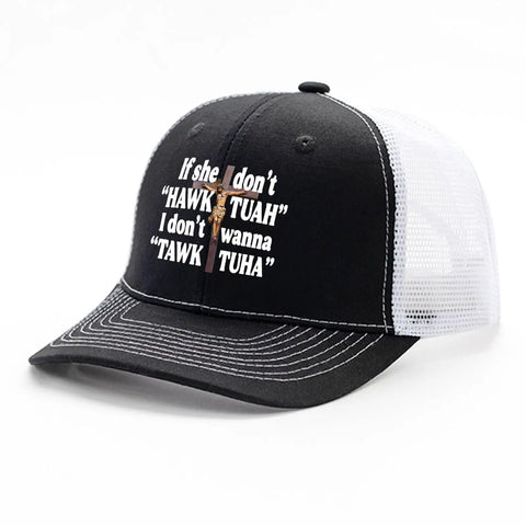 Breathable Washed Distressed Low Profile Trucker Hat For Women With Vintage Style Cotton Cap With Graphic Text Design Front View