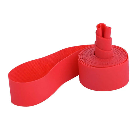 2 Pack Bicycle Tire Liner And Rim Tape Kit For 26 Inch Tires Inner Tube Protector Pad Puncture Guard shown in red roll.