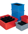 Built Like A Tank Plastic Storage Bins Slotted Dividable Stackable Grid Containers Modular Parts Sorters 20 Pack in various colors.