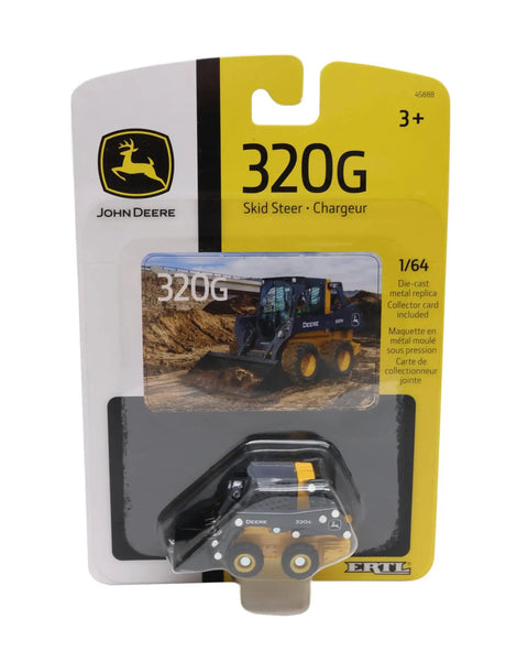 G Series 320G Skid Steer Loader Toy One Sixty Fourth Scale Die Cast With Working Loader Arm And Pivoting Bucket Realistic Graphic Detail Collector Card Included Dope Farm Toy For Collectors LP82825 in packaging