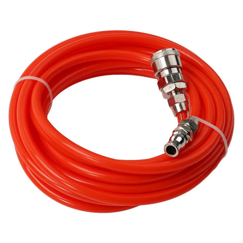 Built Tough Air Compressor Hose With Polyurethane Tubing And C Type Quick Connect Fittings Flexible Pneumatic Air Line coiled and ready for use.