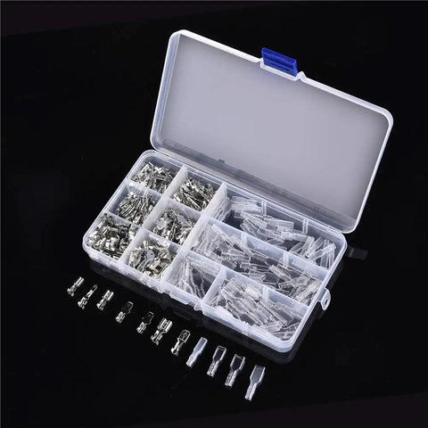 Rock Solid 270 Pcs Crimp Terminals Kit Silvery Male Female Wire Connectors With Insulating Sleeves Assortment Set For Fast Fixes And Durable Electric Work Every Guy Needs In His Garage, clear organizer case