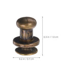 50 Piece Vintage Zinc Alloy Drawer Knobs Straight Up Durable Mini Cabinet Hardware Pulls For Boxes And Dressers Smooth Antique Bronze Finish Hassle Free Install, close-up view of miniature knob, dimensions 0.3 x 0.2 in.