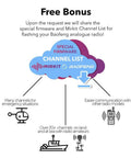 Infographic showing bonus features for Universal 6 In 1 USB Ham Radio Programming Cable with 59 inch extended length.