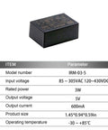 Top Tier 3W Ac Dc Pcb Mount Power Supply Delivering Clean 5V Feed With Wide 85 To 305Vac Input Spread Designed For Cramped Boards And Hassle Free Everyday Tech Assemblies, compact black casing, dimensions 1.45x0.94x0.59 inches
