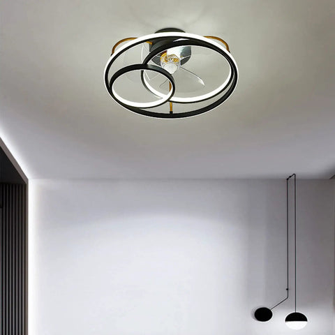 Dope 19 Inch Ceiling Fan With Lights Remote Control 3 Color Temperatures 3 Gear Speeds Round Pendant Style