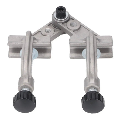 Heavy Duty Adjustable Pipe Alignment Clamp Made From Strong Aluminum Die Casting For Welding And Furniture Construction 10 To 180 Degree Swing, detailed view of clamp design.