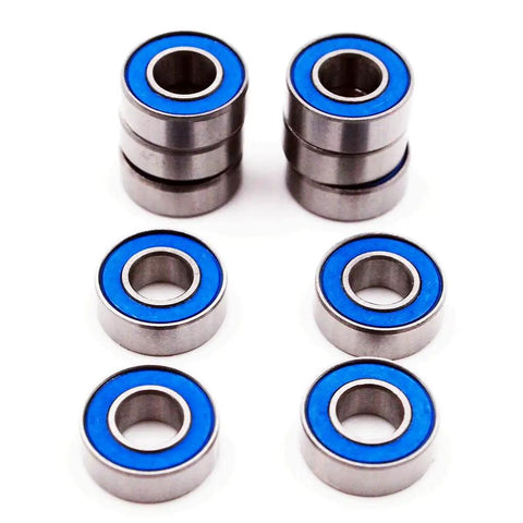 Slash Rustler Stampede Wheel Hub Ball Bearings 5x11x4mm Replacement Set Of 10 For RC Cars Traxxas HPI Associated Tamiya Kyosho And More Steel Construction Double Sealed Deep Groove Raceway For Long Lasting Performance, blue-sealed steel bearings set