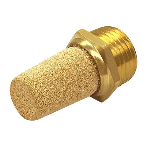 Three Pack Brass Half Inch NPT Pneumatic Mufflers Exhaust Silencers For Air Lines No Frills With Sintered Filter Heavy Duty Durable