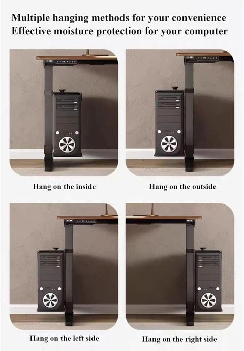 Rock Solid Under Desk Cpu Stand Mount For Pc Tower Holds Vertical Or Horizontal Gaming Rig Adjustable Width space-saving options shown