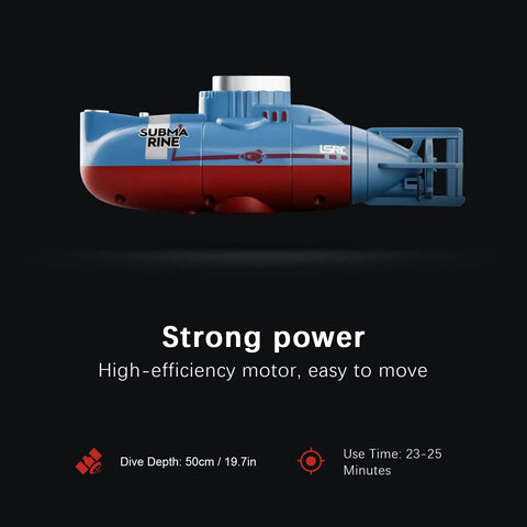 Side view of Mini RC Submarine Remote Control Boat With 360 Degree Rotation And Precise 6 Channel Control Electronic Water Toy