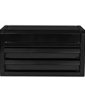 Hella Compact Mini Steel Toolbox With Two Smooth Slide Drawers And Slip Resistant Pads Sits Sweet On Desks For Quick Hardware Swaps And Total Workshop Essentials Clarity Bliss Today, front view showing matte black finish.