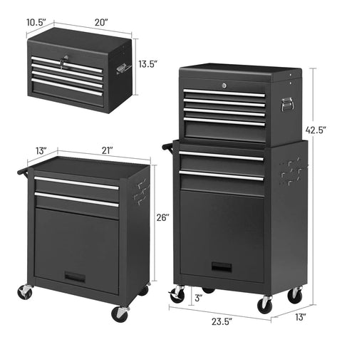 Badass Rolling Tool Chest With 6 Huge Drawers and Secure Locks, Detachable Storage Cabinet Built Tough for Garage, Glides on Smooth Universal Wheels and Includes Mounting Hooks to Keep Your Gear Locked And Loaded