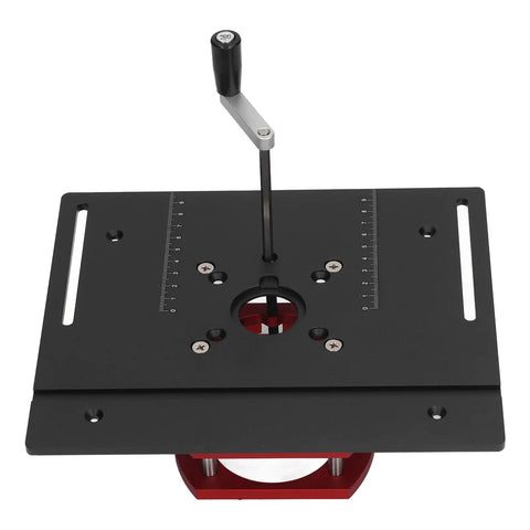 Router Lift Manual Lifting System Kit For Woodworking, Rock Solid Strength, Aluminum Alloy And Stainless Steel Build, Firm Clamping For Trim Routers, Easy Height Adjustment, Durable Black Mounting Frame with crank handle