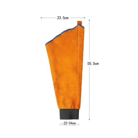 Heavy Duty Genuine Leather Welding Sleeves Tough As Nails That Lock In Comfort While Delivering Flame Resistant Arm Guard Coverage During Killer Grilling Tasks, Orange, 55.5 cm long.