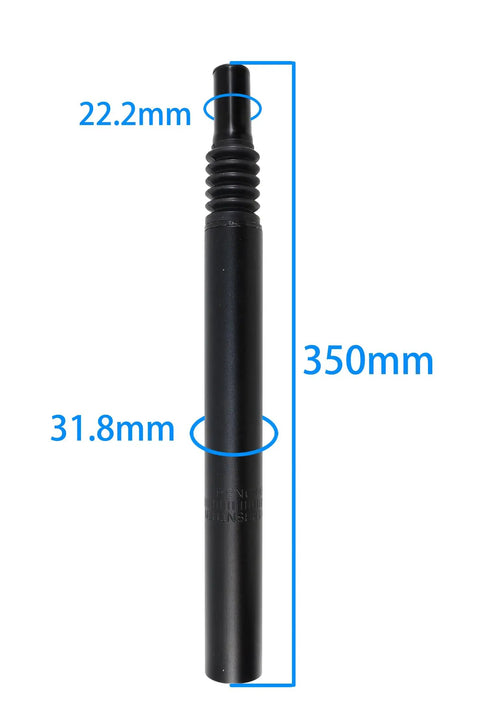 Shock Absorbing 31.8mm Seat Post For E Bikes 350mm Length Aluminum Alloy With Anodized Housing featuring diameter measurements