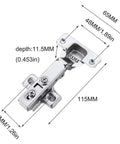 8 Piece Cabinet Hinges Set With Straight Arm Full Coverage Soft Close Wardrobe Doors Adjustable Hardware dimensions