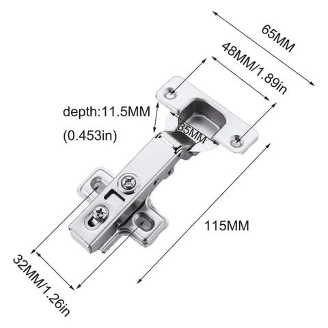 8 Piece Cabinet Hinges Set With Straight Arm Full Coverage Soft Close Wardrobe Doors Adjustable Hardware dimensions
