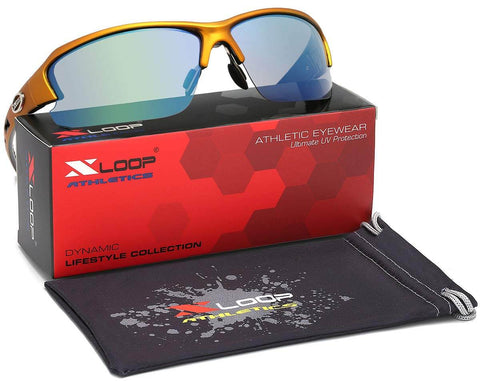 Oversized Men's Sport Sunglasses For Running And Outdoor Adventures With UV400 Protective Lenses shown with packaging and pouch