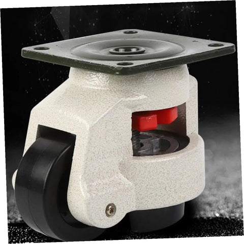 Heavy Duty Leveling Swivel Workbench Caster Set 4 Pack With Gd 80f Wheels 500 Kg Load Capacity 360 Degree Rotation Universal Plate Casters For Material Handling And Equipment, leveling caster close-up with plate, wheel, and height adjuster