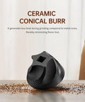 Ceramic conical burr of Compact Manual Coffee Grinder With 40 External Grind Settings And Ceramic Conical Burr, Durable Stainless Steel Build