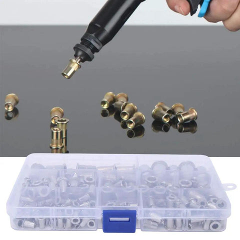 165 Pcs Rivet Nut Kit Stainless Steel 304 Pull Rivet Nuts For Auto, Metalworking, And DIY Repairs Heavy Duty High Load Capacity Surface Friendly Easy Install, Pro Grade Versatile Set For Projects in organizer case