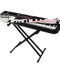 Pink Musical Notes Keyboard Dust Cover With Elastic Band Breathable Stretch Cloth Fits Full Keyboard For Digital Electric Pianos Protects From Dust Dirt And Spills