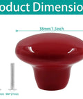 Upgrade Your Home With Fresh Red Ceramic Cabinet Knobs One Point Five Inches Wide, showcasing dimensions and mounting screws.