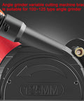 Close-up of an angle grinder holder and stand with 45 degree adjustable mount and shield cover for 100 to 125mm grinders.