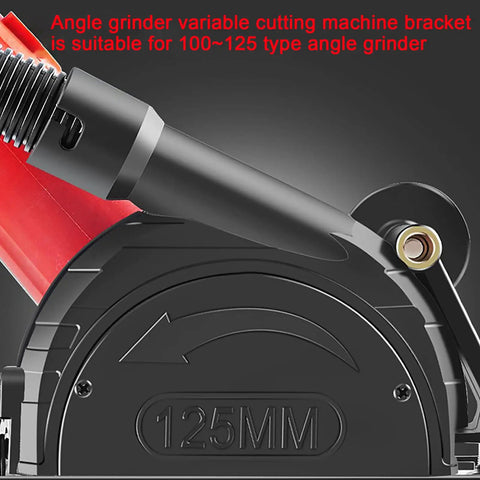 Close-up of an angle grinder holder and stand with 45 degree adjustable mount and shield cover for 100 to 125mm grinders.