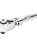 Flex Head Ratchet Set Three Piece With 72 Tooth Quick Release Reversible Design For Quarter Inch, Three Eighths, Half Inch Drives