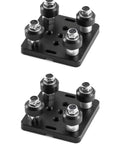 Small V-Wheel Plate 2-Pack For 2020 V-Slot Aluminum Extrusion Gantry Rod Wheel, black plates with four V-Wheels each, 50x50x6mm.