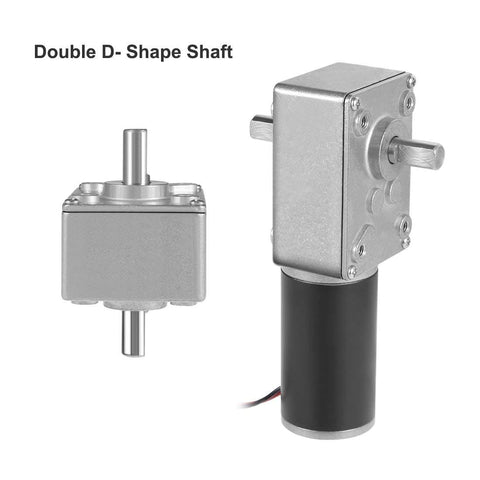 12V Dual Shaft Worm Gear Motor With Cable Self Locking Reversible Drive 5 RPM 15 Kg Cm High Torque 8mm Output Shaft