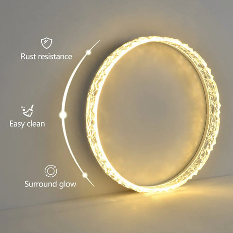 LED Flush Mount Ceiling Light Fixture For Bedroom, Living Room, And Dining Room, Dimmable White Modern Lamp circular glow