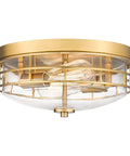 13 Inch Flush Mount Ceiling Light Fixture With Clear Glass And Brushed Gold Finish Modern Farmhouse Style For Entryway Bedroom Kitchen And Hallway Dimmable For Custom Ambience Upgrade Your Space Brighten Your Home