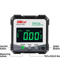 No Nonsense Digital Angle Gauge Meter showing digital display and buttons for precise angle measurements on any surface.