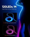Comparison of 24V RGB Neon Rope Light With Smart App Control And Music Sync 32 Feet LED Strip against other lighting